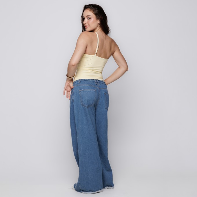 Blusa Um Ombro Só com Alça Fina Amarelo